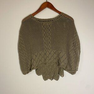 🌿 Pink Martini Olive Crochet Knit Sweater